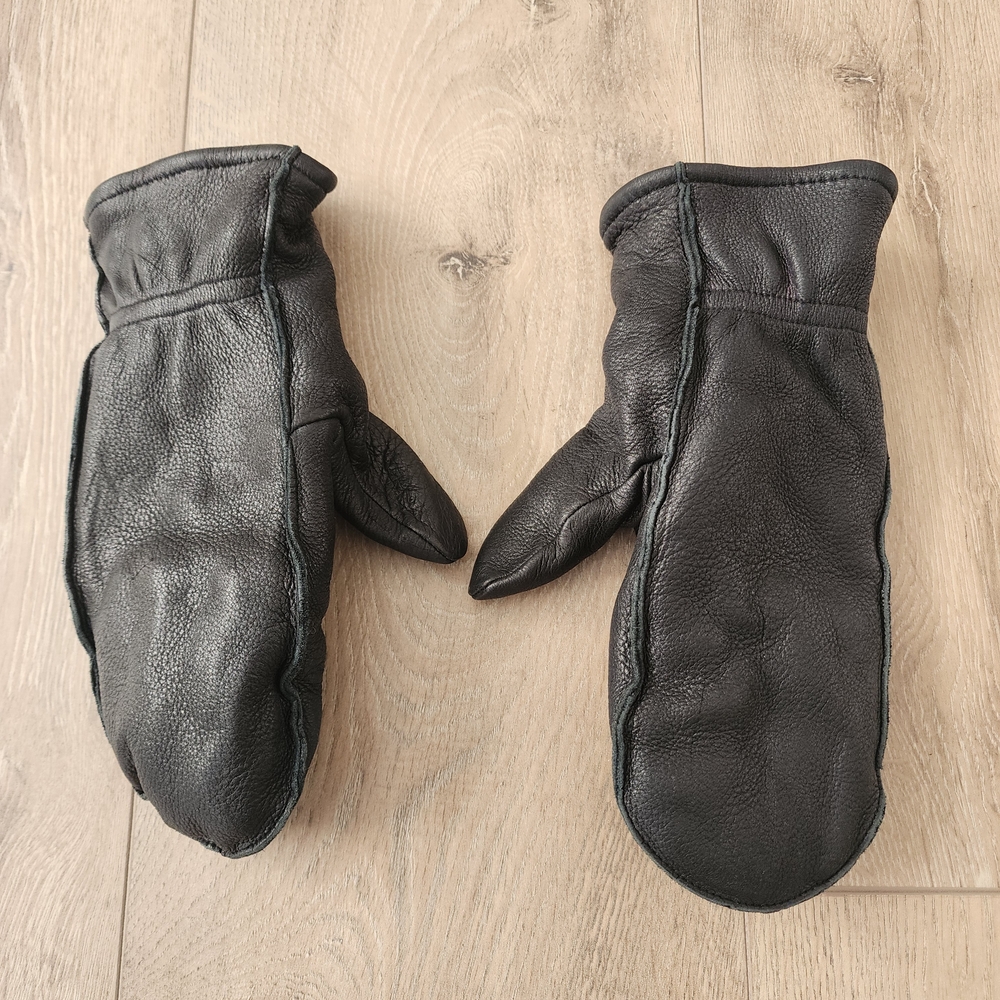 Gates Women’s Genuine Deerskin Fleece Lined Black Leather Gloves Mittens Medium